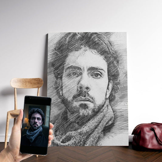 Personalized photo Painting - Pencil Sketch Art - canvaseasyart.com