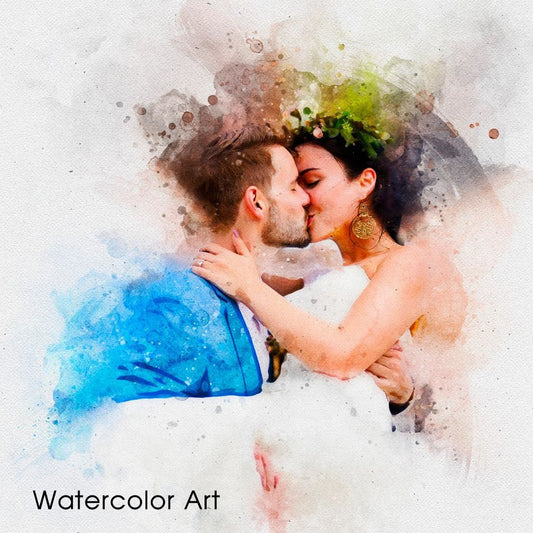 Personalized photo Painting - Watercolor Art - canvaseasyart.com